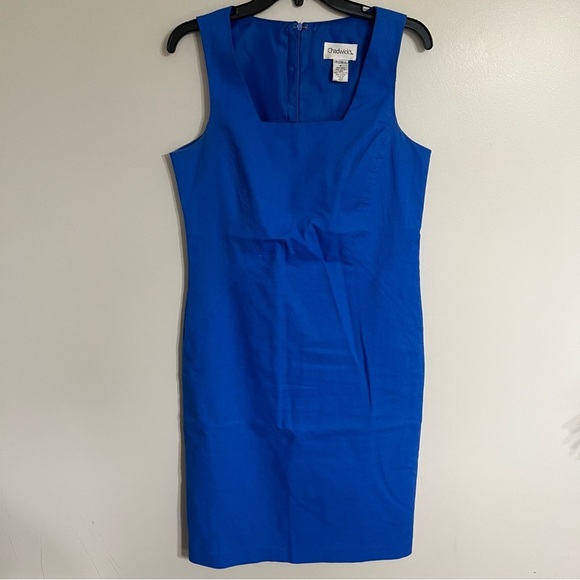 Women’s Chadwicks Linen Ponte Sleeveless Sheath Lined Dress Size 8 Blue - Picture 1 of 8